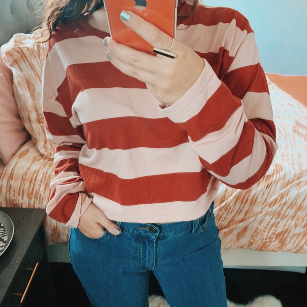 Striped Red and Pink Crop Top